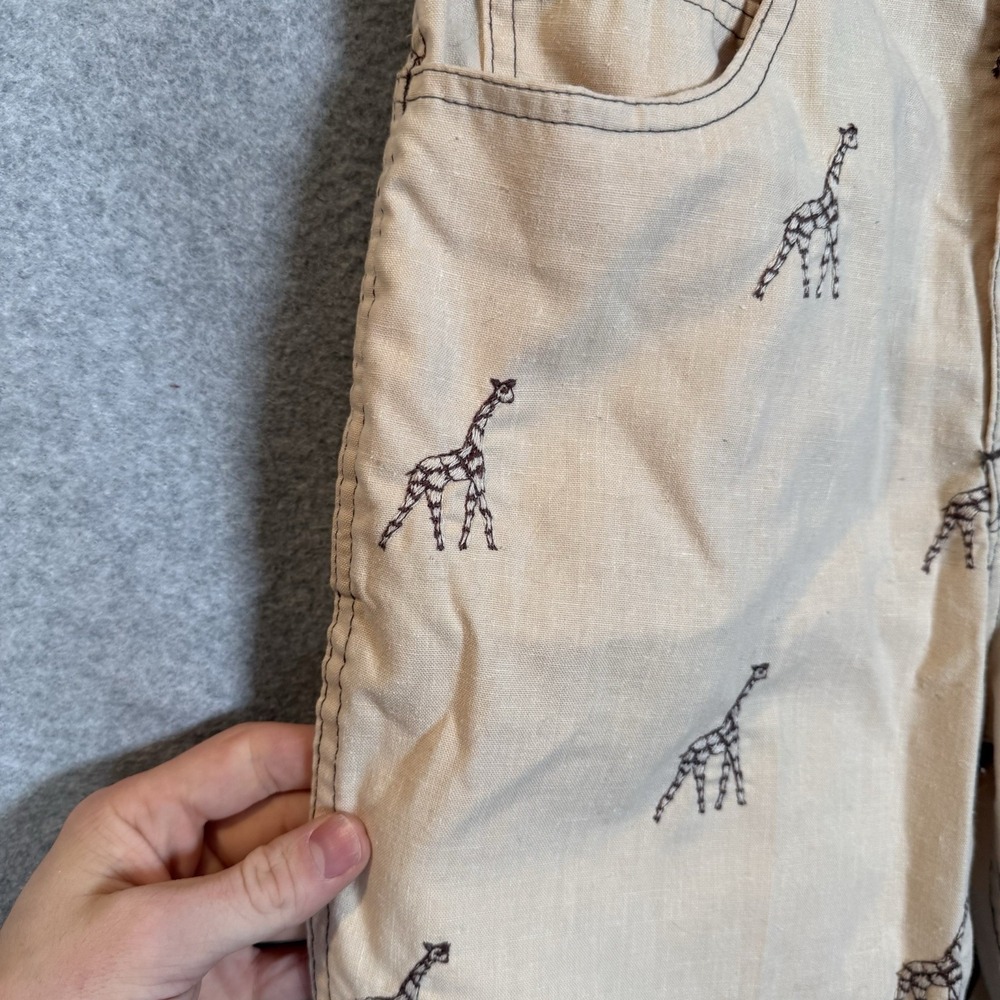 Herman Geist pants womens 25 beige giraffe embroidered trousers Vintage - Picture 4 of 11